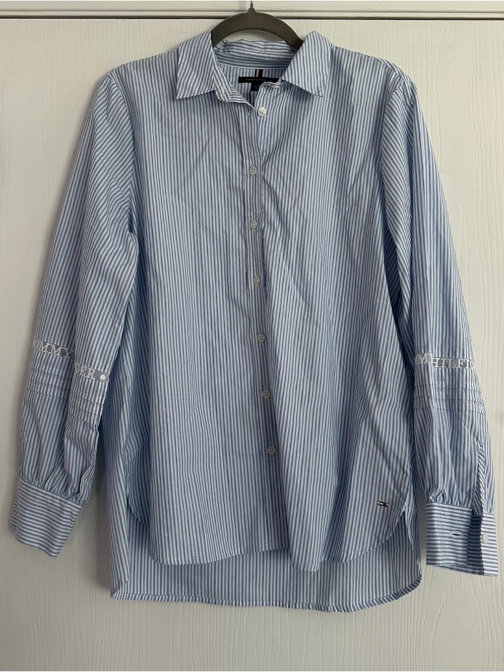 Tommy Hilfiger Blue and White Striped Button-Down Shirt NWT